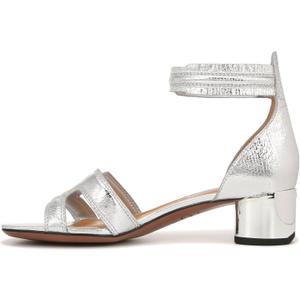Franco Sarto womens Nora Ankle Strap Low Block Heel SandalHeeled Sandal (9.5, Silver Metallic)