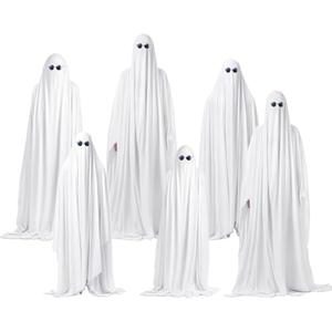 Xtinmee 6 Set Halloween Ghost Costume Full Cover White Sheets and 2 Black Costume Glasses for Adult Cosplay Party Supplies