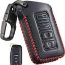 Slohif Key Fob Cover Keychain Accessories for Lexus for ES is GS NX LS RX RC GX F 300 300h 350 200t 250 450h 460 600h 4 Buttons, Leather Case+D-Ring+Hook(Black)