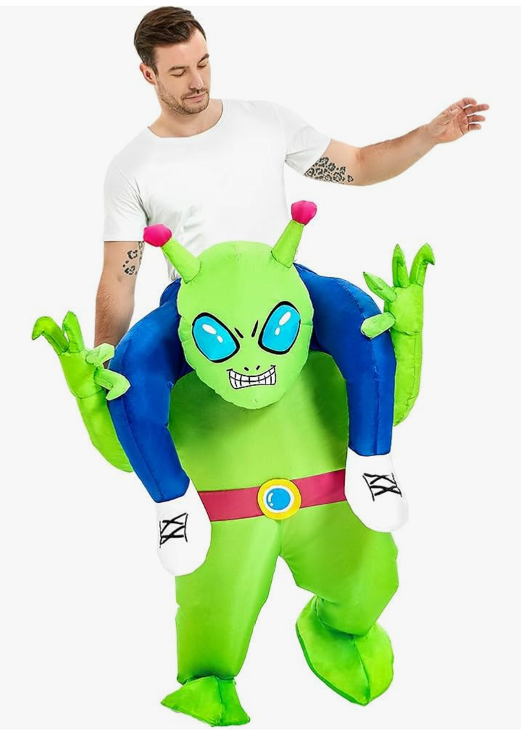 JUROSAICA Alien Costume Family Inflatable Alien Costume Ride On Halloween Costumes Set for Kids Parents