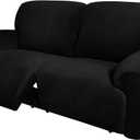 ULTICOR Extra Wide 75" - 100", Reclining 2 Seater Sofa, Extra Wide Reclining Love Seat Slipcover, 6-Piece Velvet Stretch, Reclining Sofa Covers, Thick, Soft, Washable (Black)
