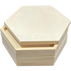 12x14 in Wood Panel Boards Wooden Hexagon Shaped Canvas for Painting Crafts(6 Pieces)