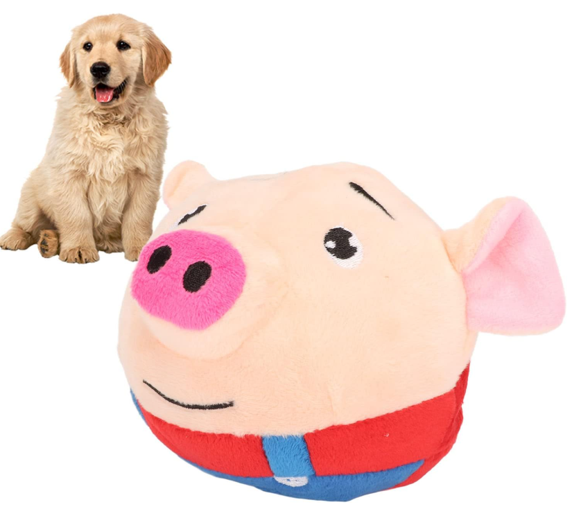Geojec Interactive Dog Toys,Jumping Squeaky Dog Toys with Recording and Music Modes,Activated Dog Toy Moving Dog Toy for Small/Medium/Large Dogs to Keep Them Busy(Red Pig)