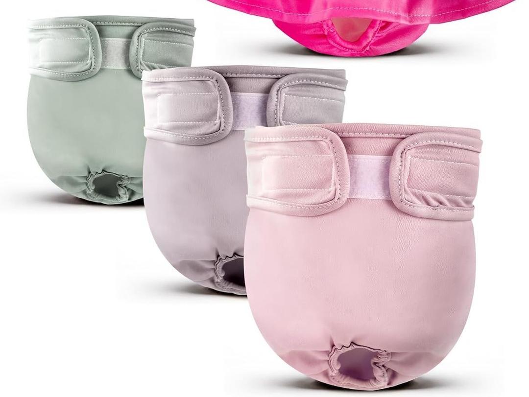 XPCARE 3 Pack Washable Female Dog Diapers - Reusable, Highly Absorbent, Leak-Proof Puppy Diapers for Female Dog (XS)