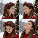 Flower Crown Floral Headpiece Christmas Floral Crown Red Berry Pine Cone Wedding Festivals Flower Headband Girls Boho Photo Props (red)