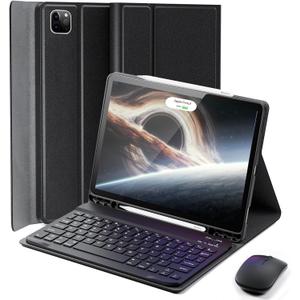 Keyboard Case for iPad Pro 13 (M4 2024) - 13 inch with Mouse and Detachable Keyboard, Slim Case with S Pen Holder, Auto Sleep/Wake-Black