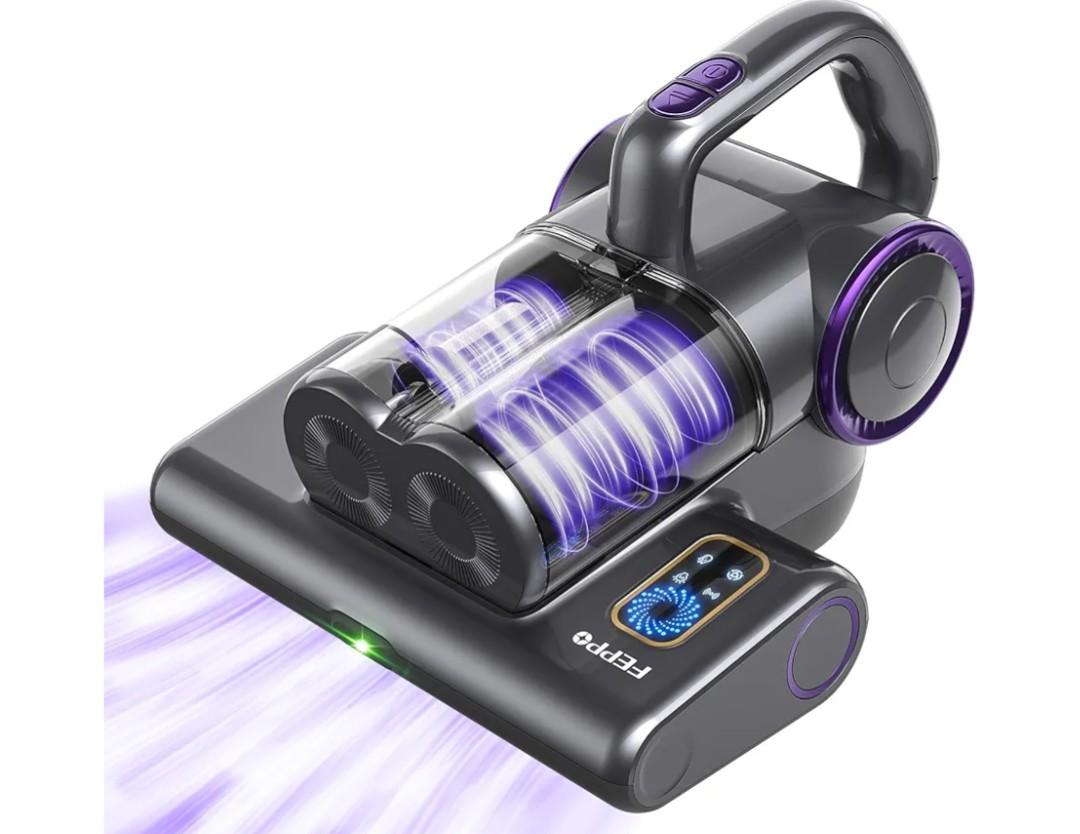 FEPPO Mattress Vacuum Cleaner, 16Kpa Bed Vacuum Cleaner with 253.7nm UV-C Light, 140°F Heat, HEPA Filter & Ultrasonic, Versatile Handheld Vacuums for Bed, Sofa, Couch, Crib(Corded, 500W)