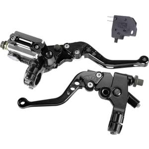 Universal Motorcycle 7/8" 22mm Handlebar Brake Master Cylinder Clutch Lever CNC Left & Right Set Compatible with Harley Honda Kawasaki Suzuki Yamaha Piston Diameter 12.7mm(Black)