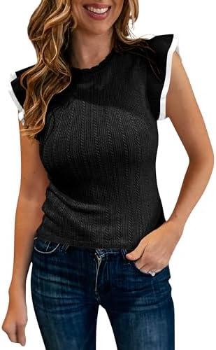 Saodimallsu Womens Summer Sleeveless Sweaters Vest Slimming Crewneck Cable Knit Ruffle Sweater Tank Tops Casual Work Tops.S Saodimallsu Womens Summer Sleeveless Sweaters Vest Slimming Crewneck Cable Knit Ruffle Sweater Tank Tops Casual Work Tops.S