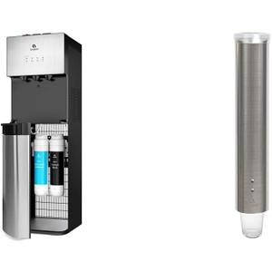 Avalon A5 Self Cleaning Bottle Less Water Cooler Dispenser, UL/NSF, Stainless Steel, full size and Avalon Stainless Steel Adjustable Pull Type Cup Dispenser