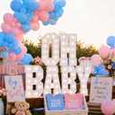 【 OH Baby 】+96pcs balloons, large letter lights 3FT/4FT, neon lights, suitable for birthday parties, baptismal anniversaries, engagements, wedding parties, proposals, event decorations (3FT)