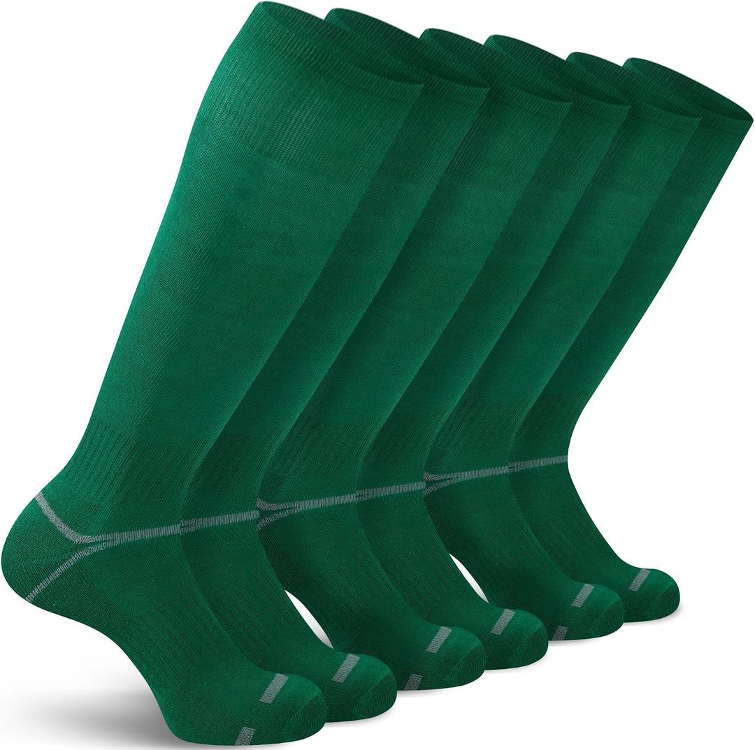 FYTUTESE 3 Pack Soccer Softball Baseball Socks Football Socks for Youth Men and Women Green, Medium