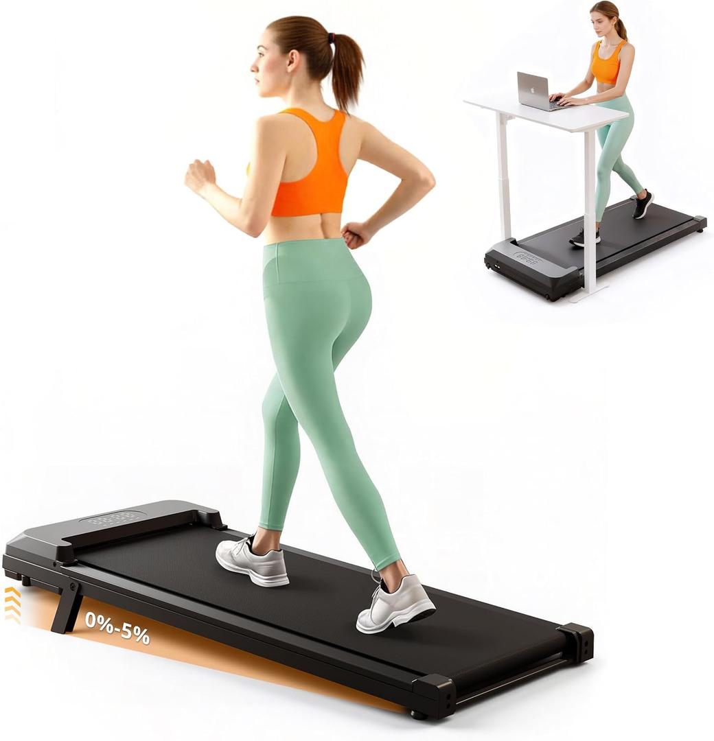 Walking Pad Treadmill with Incline, Under Desk Treadmill for Home/Office with 250 lbs Weight Capacity, 2.5HP Low Noise Walking Pad, Remote Control, LED Display