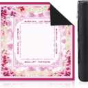 Flower Mahjong Mat with Rules 31.5" x 31.5" Non-Slip Noise Reduction Gaming Mat with Carrying Bag American Mahjong Table Cover for Poker Board Card Games Dominoes(Pink)