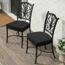 Outdoor Chair Cushions, Fade-Resistant & Water-Resistant, D Shaped Patio Furniture Seat Chair Pads Replacement with Ties, Non-Slip Bottom, Removable Cover, Set of 6, 18.5 x 16 Inch, Black