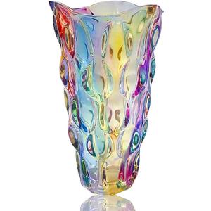 Unbreakable Flower Glass Vase 3.5lb 9.5inch Sparkle vase Bohemian Style, for Centerpieces,Kitchen,Office, Living Room,Wedding,Perfect Home Decor Glass Vase (Sparkle Color)
