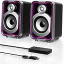 SOULION 2.0 Computer Speakers, 10W USB-Powered Bluetooth Wired PC Speaker with Easy-Control Pod for Desktop, Tiny Desk Soundbar with 5 Mirror-Like LED Light Modes for Monitor Laptop Gaming Music Black