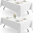 Pureegg Rectangle Table Cloth 60" x 102" – Durable Polyester Tablecloth Offers Reusable & Washable Protection, Ideal for Outdoor Party, Picnic, Wedding, Banquet and Birthday, 2 Pack, White