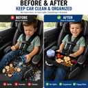 Car Seat Snack Tray for Toddlers, Reduces Mess Square Travel Tray Cup Holder Snack Tray, Durable Car Food Tray for Kids, Universal Fit Kids Travel Road Trip Essentials (Black)