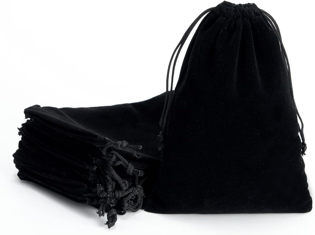 Tendwarm 20 Pcs 7x9 Inches Black Velvet Bags With Drawstring Candy Jewelry Pouch Bags Christmas Wedding Favors