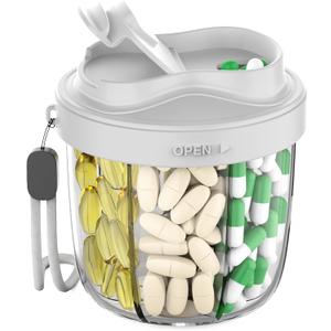 2 x Pill Organizer with 7 Compartments, Pill Box Case for Holding 7 Different Vitamins, Anti-Mix Design for Easy Medication Retrieval. Travel Pill Organizer with 20 Labels.Pill Container (Cool Gray)