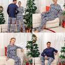 Rnxrbb Matching Family Christmas Pajamas Sets Christmas Pjs for Family Xmas Sleepwear for Kids Women Men Couples 2025 (9-10 Years, Button Navy Tree)