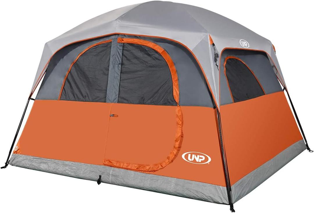 UNP Tents 6 Person Waterproof Windproof Easy Setup,Double Layer Family Camping Tent with 1 Mesh Door & 5 Large Mesh Windows -10'X9'X78in(H)