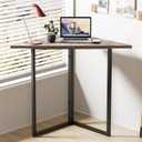 VECELO Corner Desk,Office Tables for Living Room for Small Space Triangle Computer Desk with Steel Frame Corner Shelves with Metal Frame Writing Desk for Workstation Classic Grey 31.1"