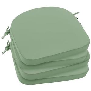 Outdoor Chair Cushions Set of 4: Waterproof & Fade Resistant Patio Furniture Cushions - 19 x 19 x 2 Inch Non Slip Round Corner Seat Cushion Pads with Removable Cover for Garden Yard Lawn, Sage Green