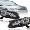 Headlight Assembly with Bulbs Replacement for Honda Accord 2008-2012 CAPA Certified Halogen Headlamps Left & Right Sides, HO2502130, HO2503130