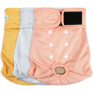 Female Dog Diapers - Premium Reusable Diapers for Doggie in Heat - Highly Absorbent Dog Diapers Female for Pet Incontinence with Adjustable Snaps Yellow, XL (X-Large(17.5"-27"Waist), yellow&pink&gery)