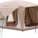 Vidalido 8-10 Person Camping Tent with 3 Door 2 Room Large Family Cabin Tents, Double Layer Waterproof Portable Glamping Tent, Big Tents for Outdoor Picnic Camping Hiking and Family Gathering (Light Brown (upgrade))