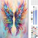 DOMROM Framed Paint by Numbers Kit for Adults, Colorful Wings DIY Paint by Number Kits on Canvas, Easy Canvas Painting by Numbers for Home Wall Decoration Gift 8x12 Inch