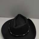 Eohak Womens Western Cowboy Hats Studded Pinched Western Cowgirl Hats Wide Brim Fedoras Hat with Belt Buckle (Size:Medium)
