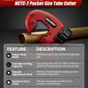 Mini Copper Pipe Cutter 1/8"-1-1/8" Tubing Cutter Tool  HVAC & Plumbing Tube Cutter for Copper, Aluminum, Brass  Close Quarters Pipe Cutting Tool  Heavy Duty Steel Blade  HCPRO
