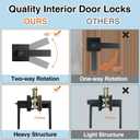 AIKKIL Black Interior Door Handle Square Keyless Door Lock Set, 5 Pack Privacy Door Levers Handle for Bedroom or Bathroom, Heavy Duty Door Handles with Reversible Handle for Left Right Sided Doors