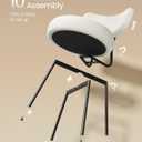 VASAGLE Boucle Dining Chairs Set of 2, Upholstered Kitchen Dining Room Chairs with Curved Backrest and Steel Frame, Modern Mid Century, Round, for Vanity, Living Room, Cream White UKDC110W01