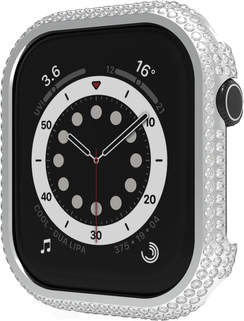 Compatible with Apple Watch Series 11 10 46mm Bling Cover, Sparkly Rhinestone Diamond Case Bezel for iWatch S11 S10,46mm,Silver