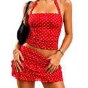 Milumia Women Floral Halter Top Summer Going Out Sleeveless Beach Tank Tops (XS)