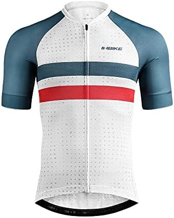 INBIKE Mens Cycling Jersey 3 Rear Pockets Moisture Wicking Short Sleeve Quick Dry Reflective Biking Shirts, Size L