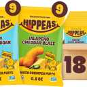Hippeas Chickpea Puffs, Cheese Variety Pack, Groovy White Cheddar, Jalapeño Cheddar Blaze, 18 x 0.8 oz, Baked Crunchy Chickpea Snacks, 3g Plant Protein, 2g Fiber & 50% Less Fat, Dairy & Gluten Free Exp. 11/19/26
