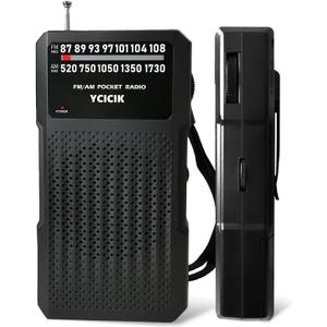 Radios Portable Am Fm, Battery Operated Radio with Headphone Jack & Back Clip, Pocket Radio with Long Range Reception for Seniors Elderly, Indoor Outdoor Camping Travel (Black)