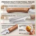 2 x Vegetable Peeler for Kitchen Multifunctional Stainless Steel Peeler with Wooden Handle & Bottle Opener, Durable for Fruits and Vegetables