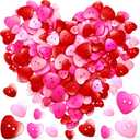 Zeyune 240 Pcs Heart Buttons Assorted Two Holes Love Shaped Cute Buttons 12.5mm 15mm 20mm 25mm for Valentine Gift DIY Crafts Scrap Booking Sewing(Red,Pink,Rose Red)