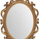 JANDERART Small Vintage Oval Mirror 11 x 7.7 Inch, Antique Ornate Decorative Mirror for Desk & Wall, Vanity Mirror for Makeup Wall Decor, Gold