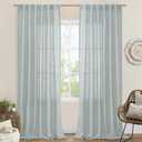 LAMIT Linen Blended Curtains for Bedroom, Faux Linen Textured Light Filtering Drapes Back Tab and Rod Pocket Boho Burlap Panels for Farmhouse/Living Room, 2 Panels, 52 x 84 Inch, Greyish Blue