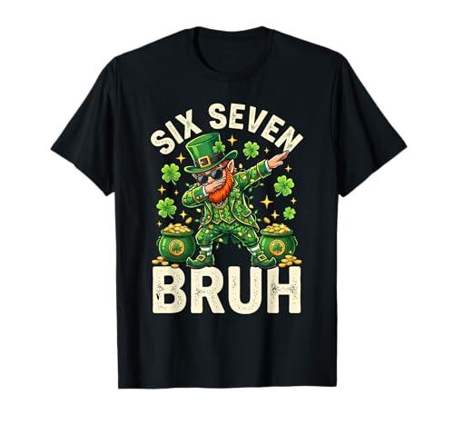Dabbing Leprechaun Six Seven Bruh St Patrick's Day Boy Girl T-Shirt XS