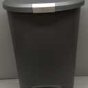 simplehuman 50 Liter / 13 Gallon Semi-Round Kitchen Step Trash Can with Secure Slide Lock, Grey Plastic (Gray)