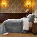 Velvet California King Quilt Size Set 106x118 Luxury Soft Bedspread Coverlet 3-Piece King Comforter Sets with 2 Pillow Shams 20x36 Super Cozy for All Seasons Velvet Bedding Set, Gray