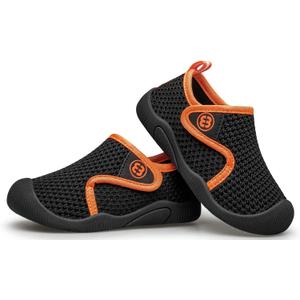 TUOTOM Toddler Tennis Shoes Boys Girls Lightweight Breathable Barefoot Shoes Wide Kids Slip On Sneakers Black 9 Toddler